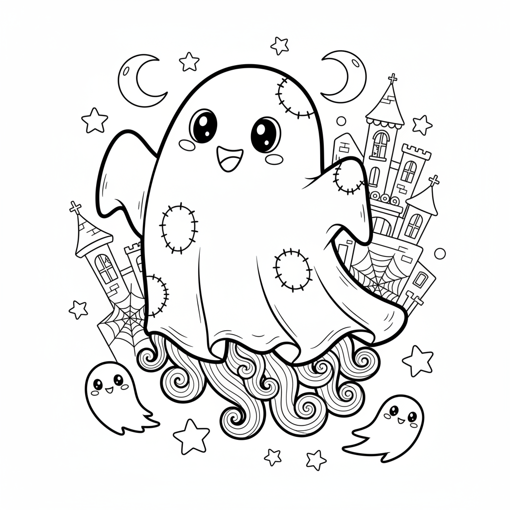 Ghost coloring page for teens - Standard style
