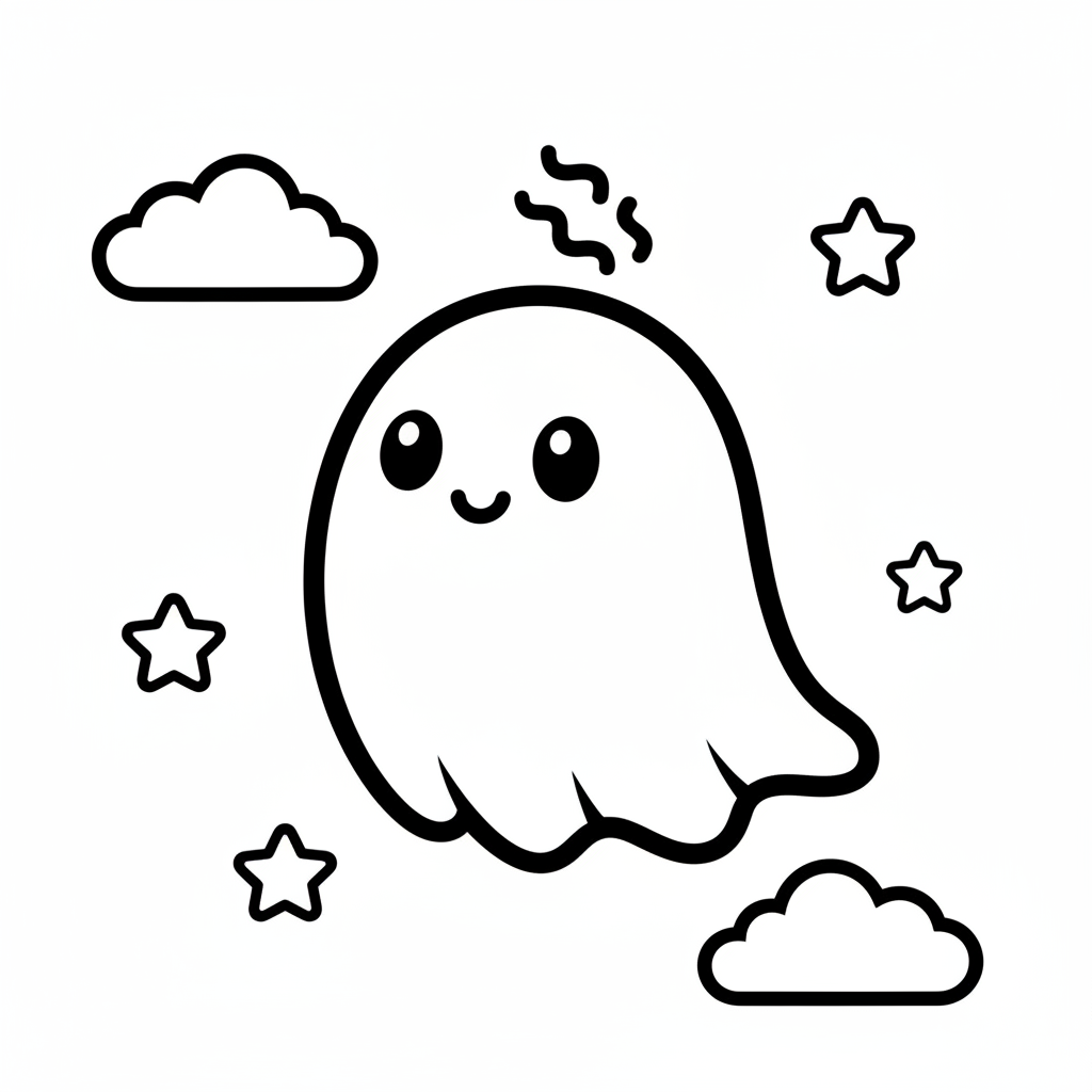 Ghost coloring page for toddlers - Standard style