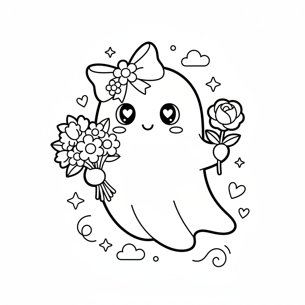 Ghost coloring page for women - Standard style