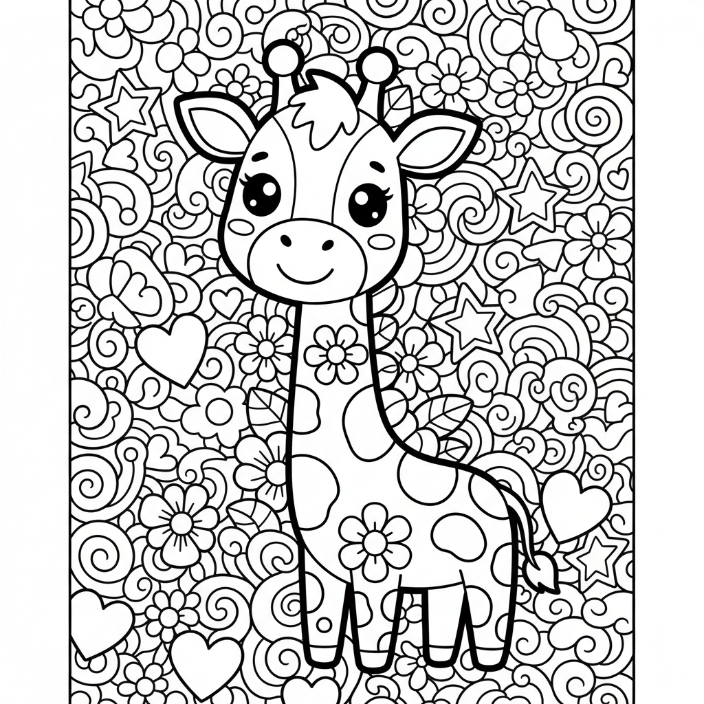 Giraffe coloring page for adults - Standard style