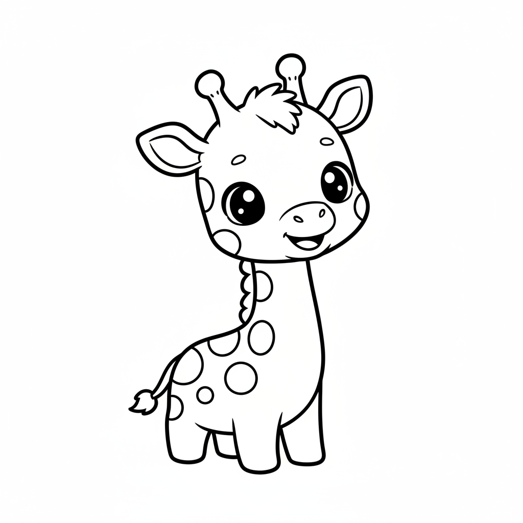 Giraffe coloring page for beginners - Standard style