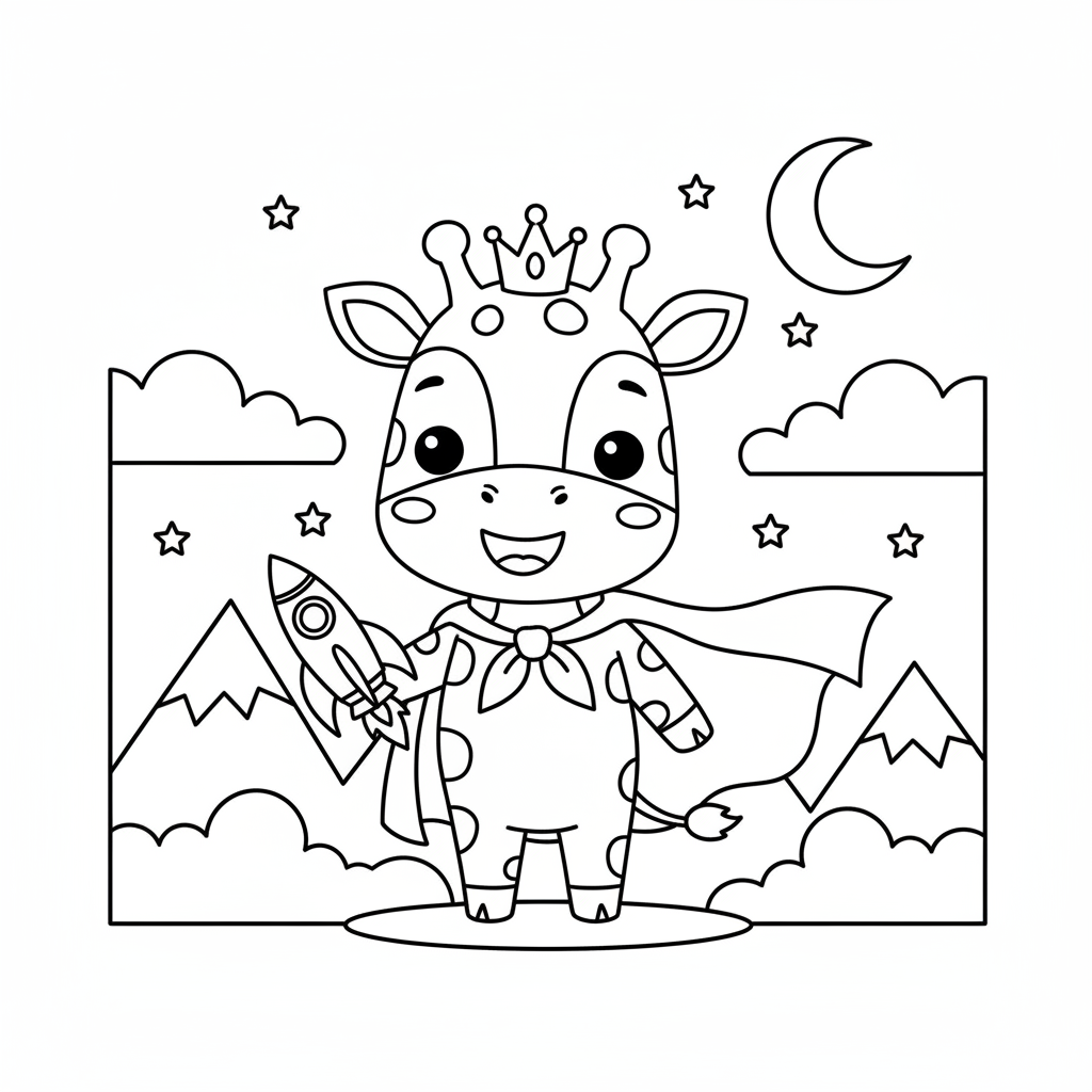 Giraffe coloring page for boys - Standard style