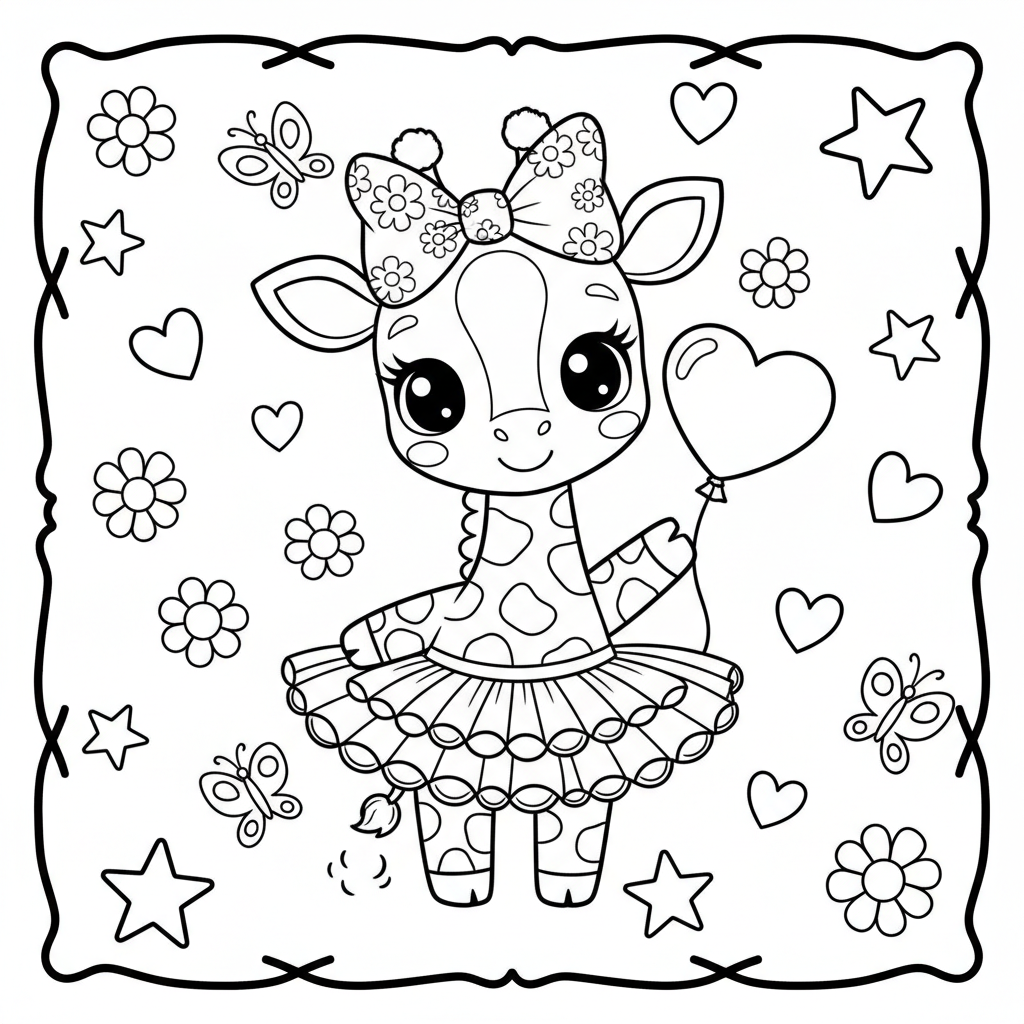 Giraffe coloring page for girls - Standard style