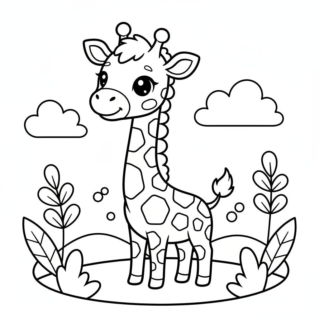 Giraffe coloring page for intermediates - Standard style