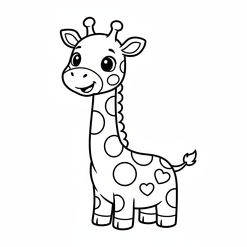 Giraffe coloring page for kindergarteners - Standard style