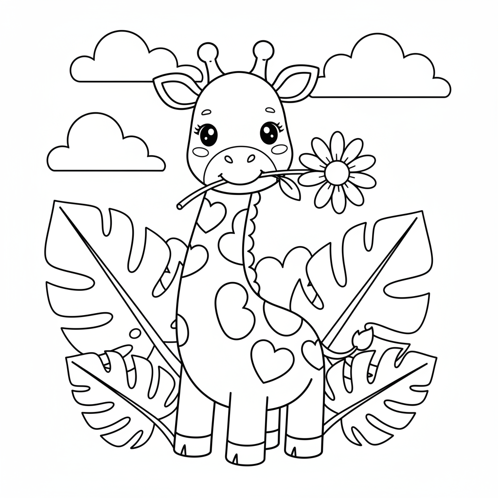 Giraffe coloring page for seniors - Standard style
