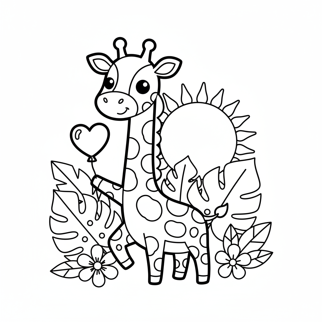 Giraffe coloring page for teens - Standard style