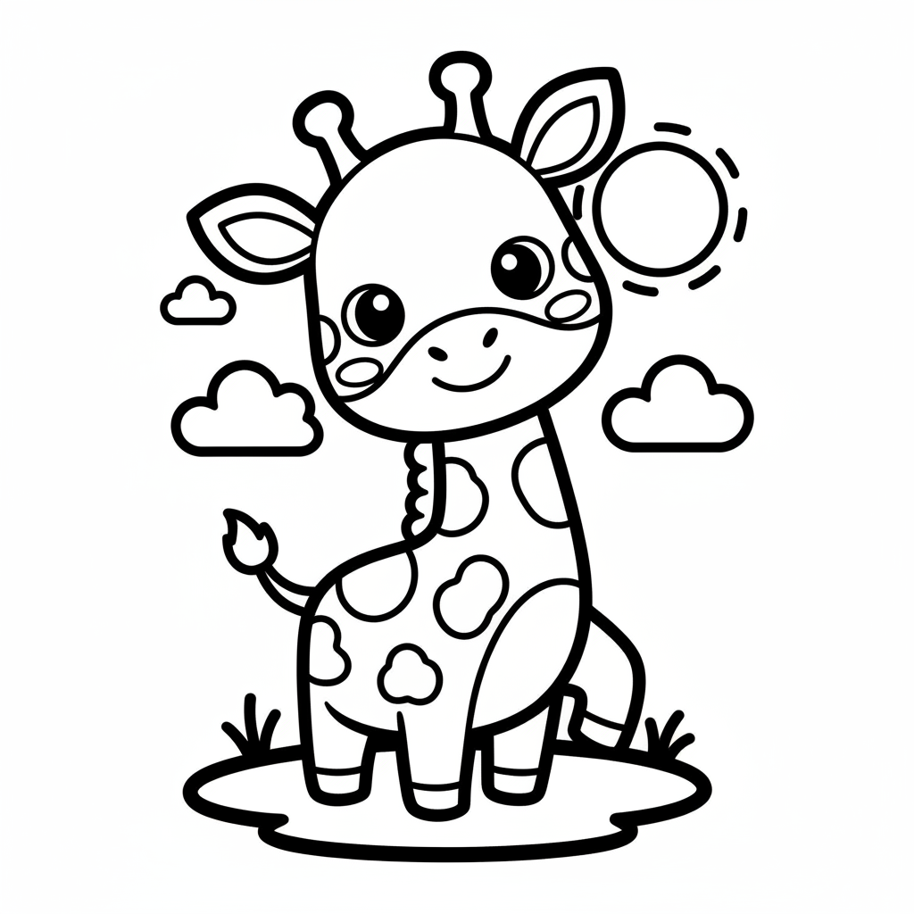 Giraffe coloring page for toddlers - Standard style