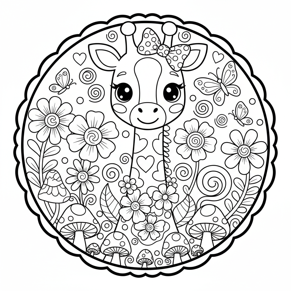 Giraffe coloring page for women - Standard style