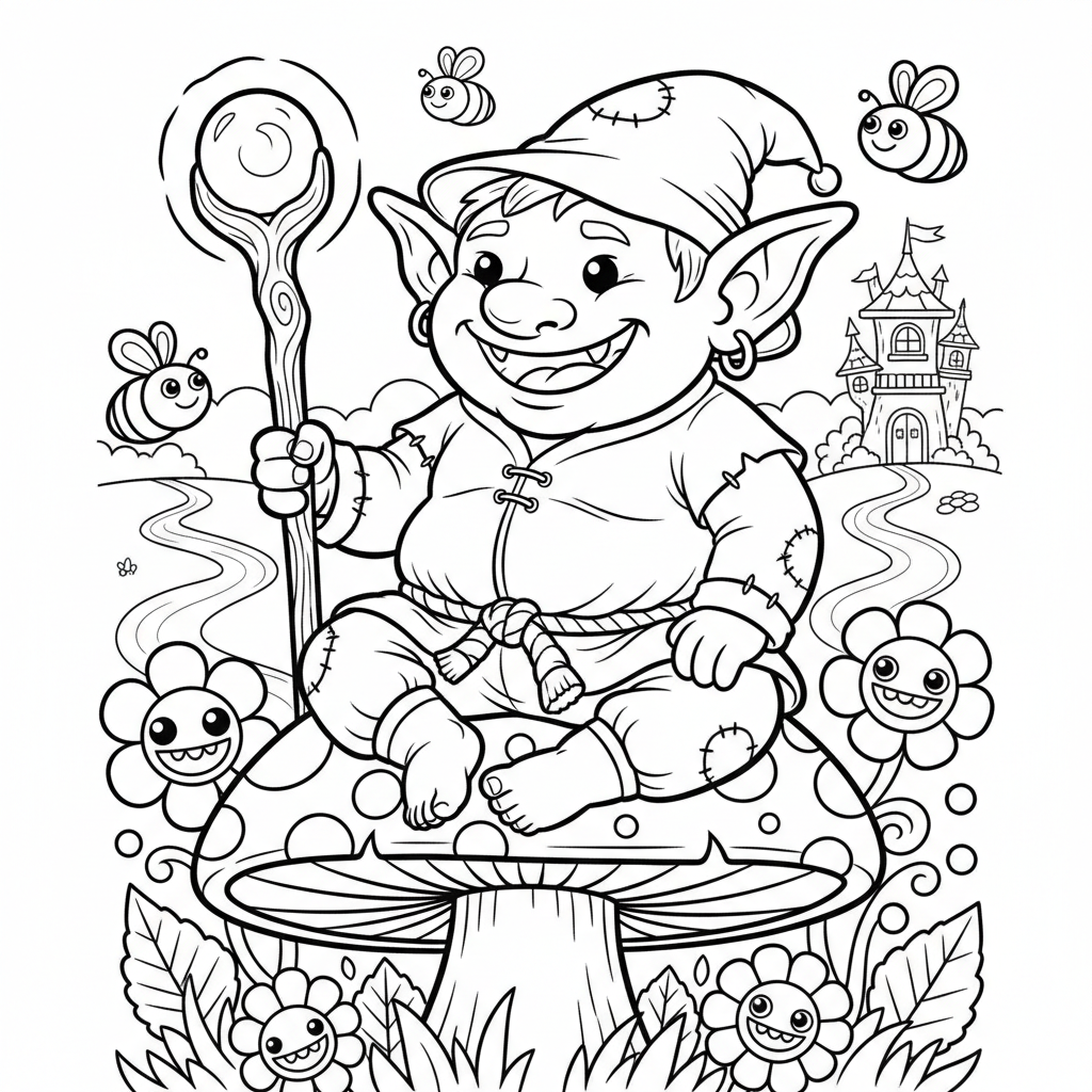 Goblin coloring page for intermediates - Standard style