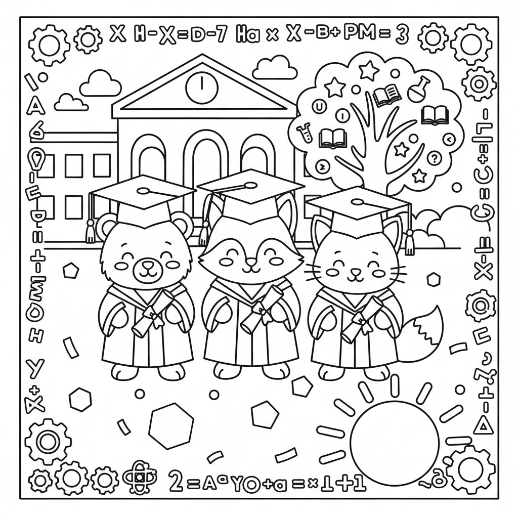 Graduation coloring page for experts - Standard style