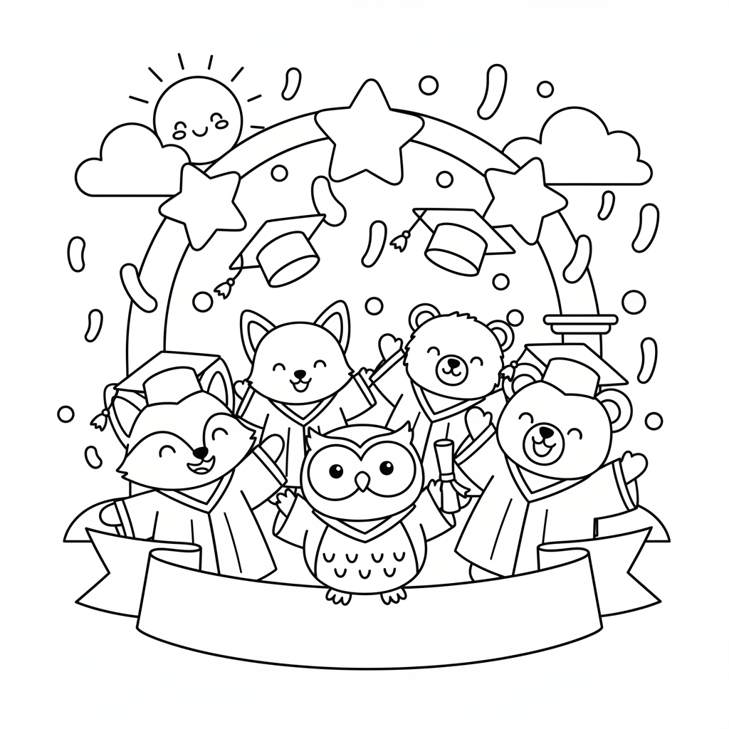 Graduation coloring page for intermediates - Standard style