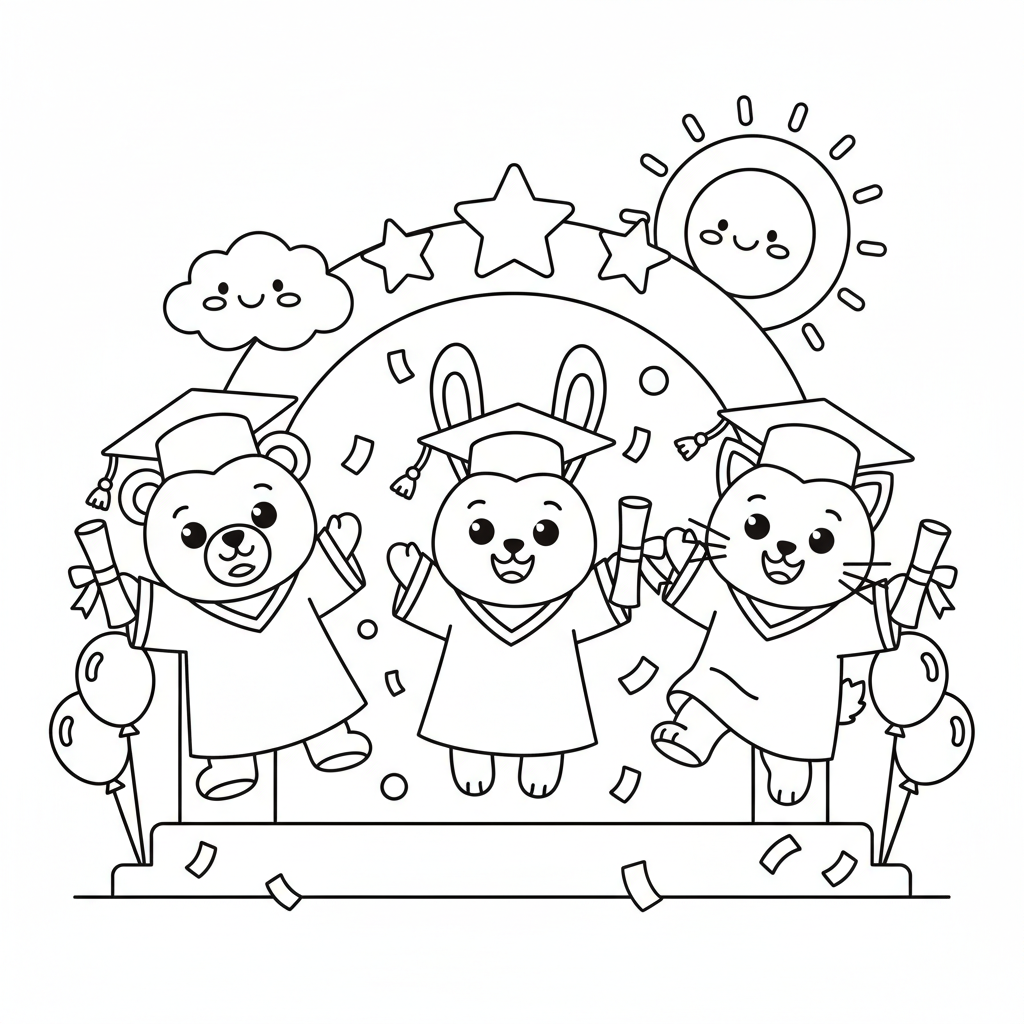 Graduation coloring page for preschoolers - Standard style