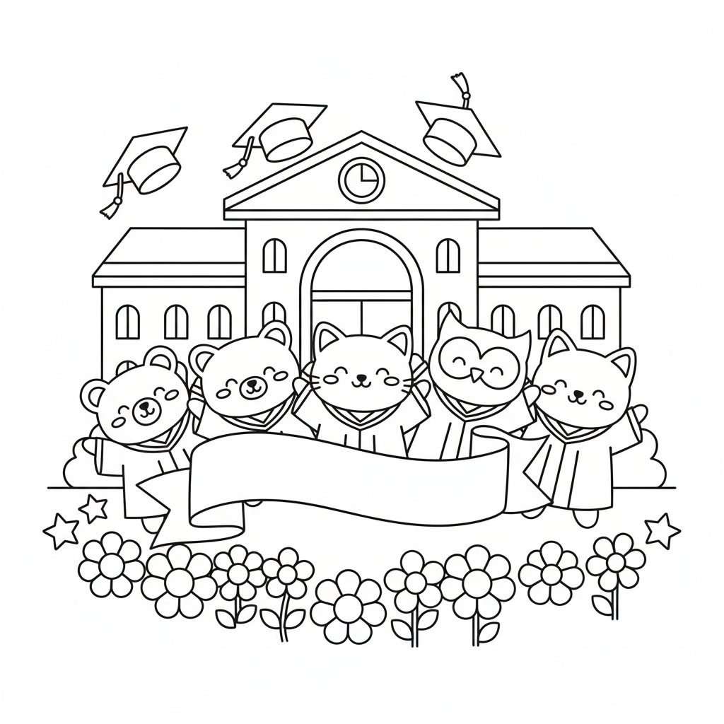 Graduation coloring page for seniors - Standard style