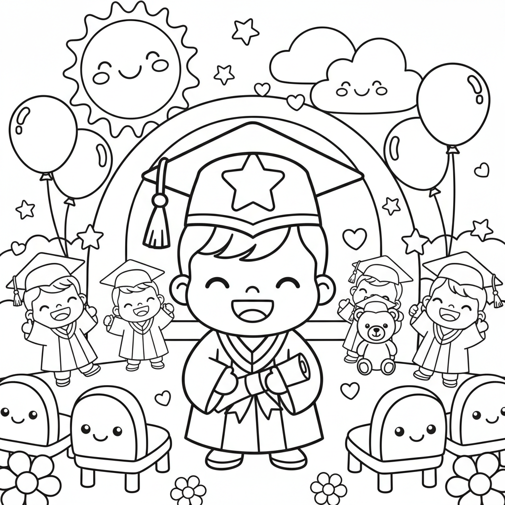 Graduation coloring page for toddlers - Standard style