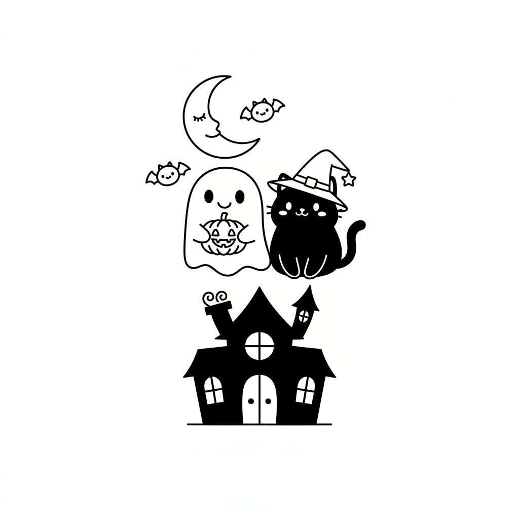 Halloween coloring page for beginners - Standard style