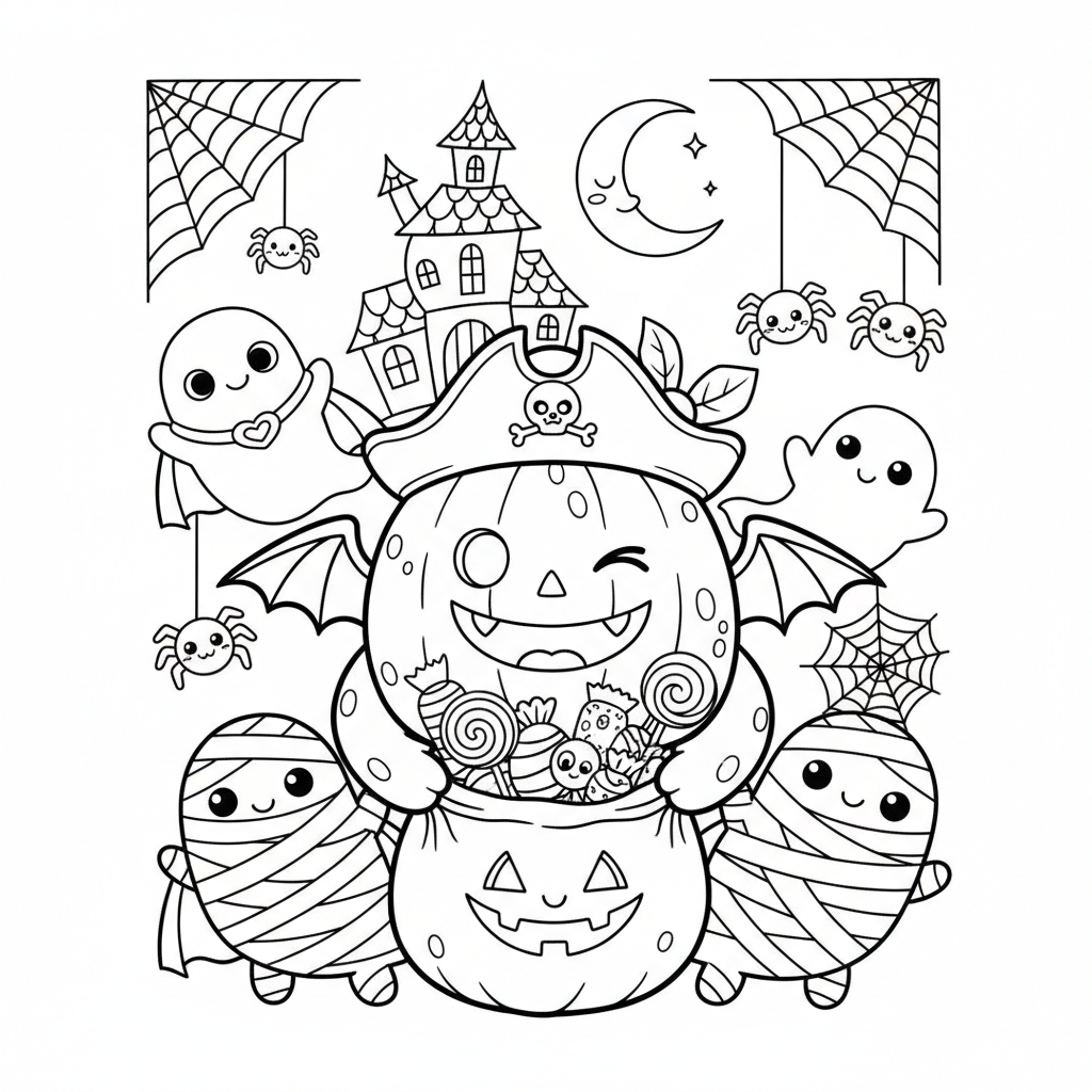 Halloween coloring page for boys - Standard style
