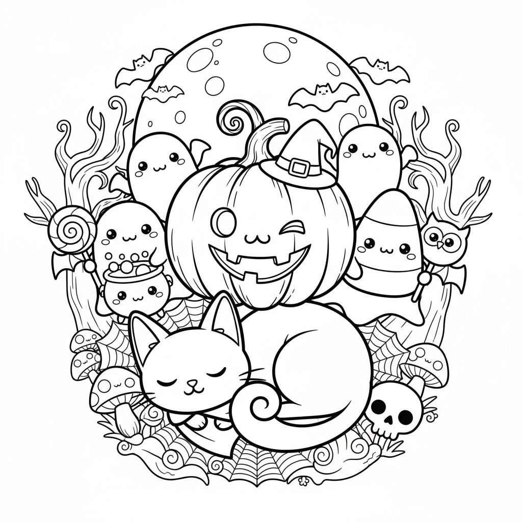 Halloween coloring page for experts - Standard style