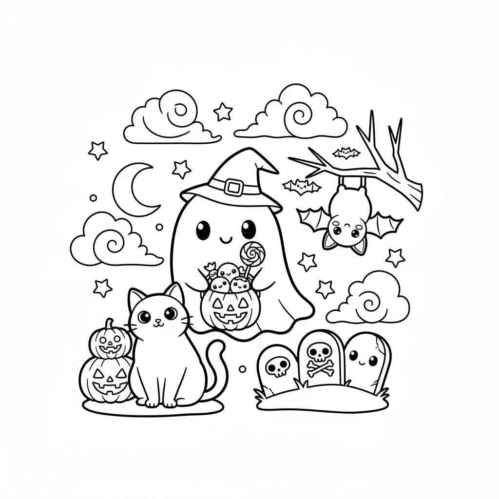 Halloween coloring page for kids - Standard style