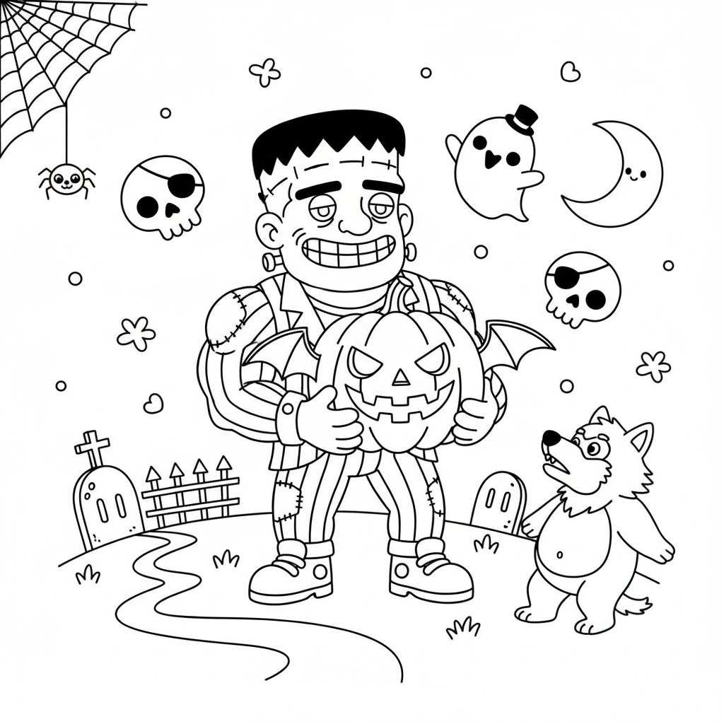 Halloween coloring page for men - Standard style