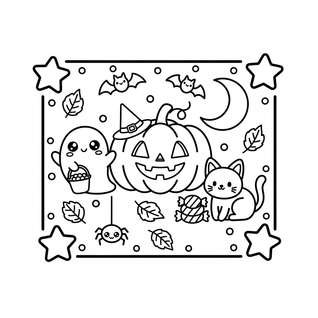 Halloween coloring page for preschoolers - Standard style