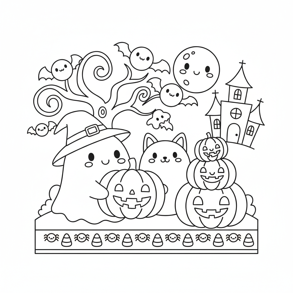 Halloween coloring page for seniors - Standard style