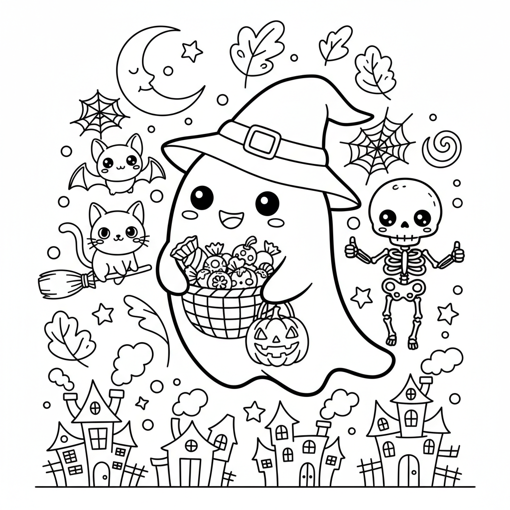 Halloween coloring page for teens - Standard style