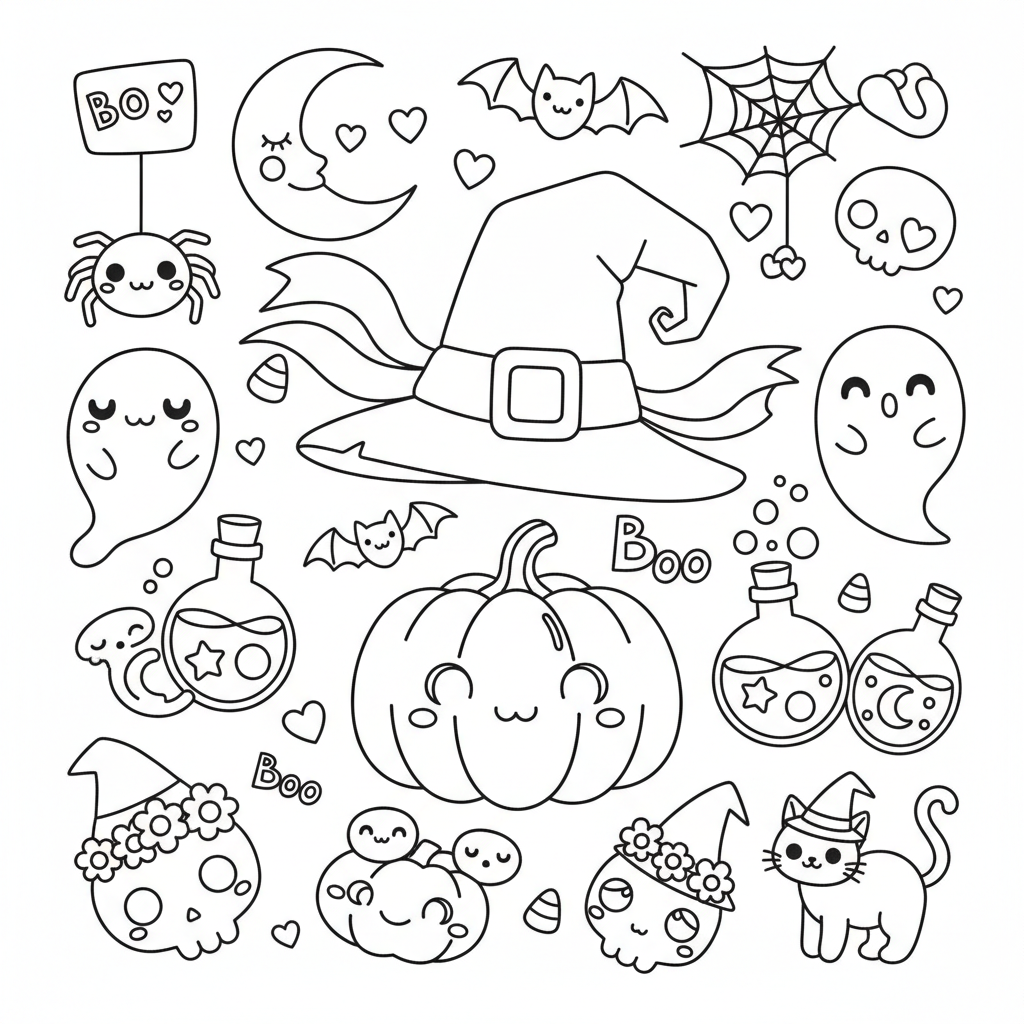 Halloween coloring page for women - Standard style
