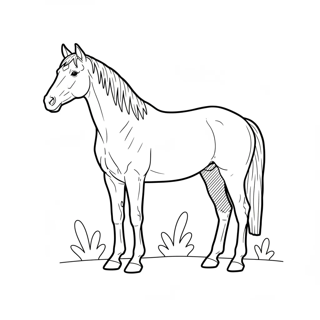 Horse coloring page for beginners - Standard style