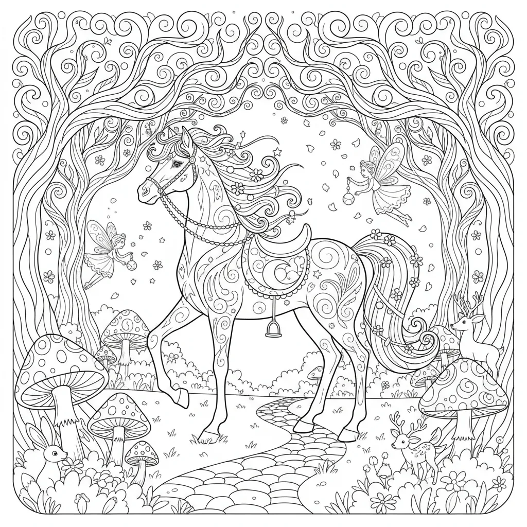 Horse coloring page for girls - Standard style