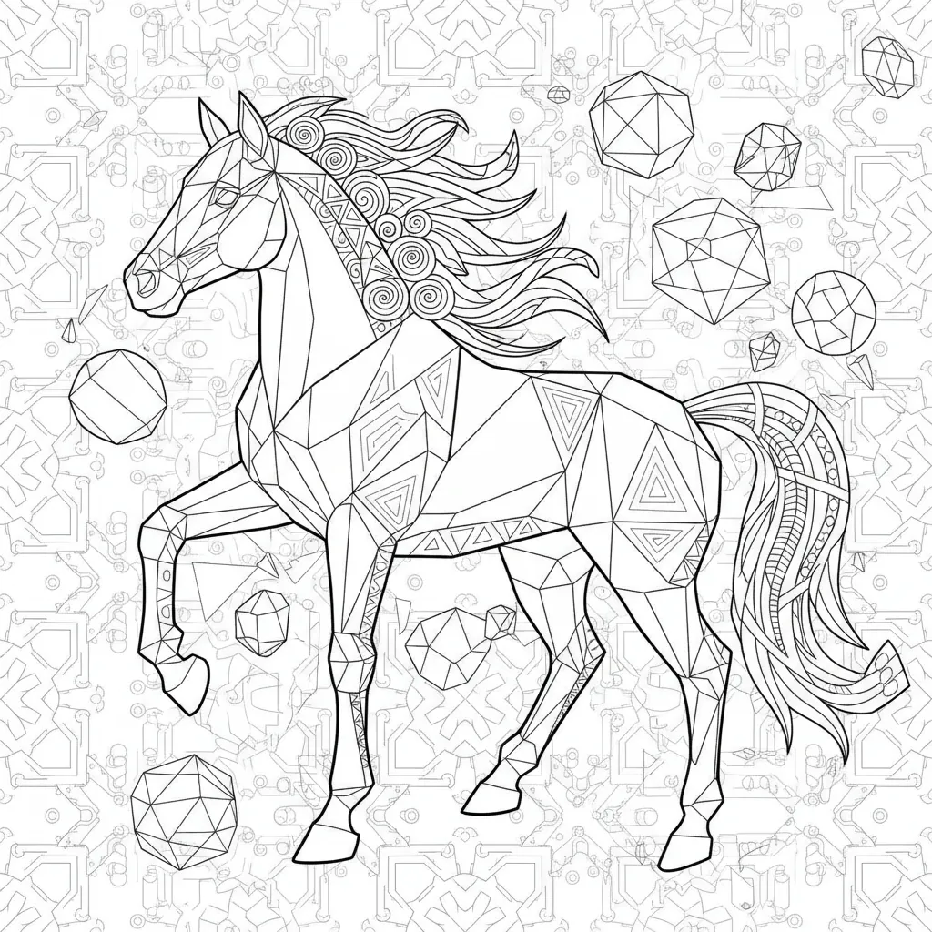 Horse coloring page for men - Standard style