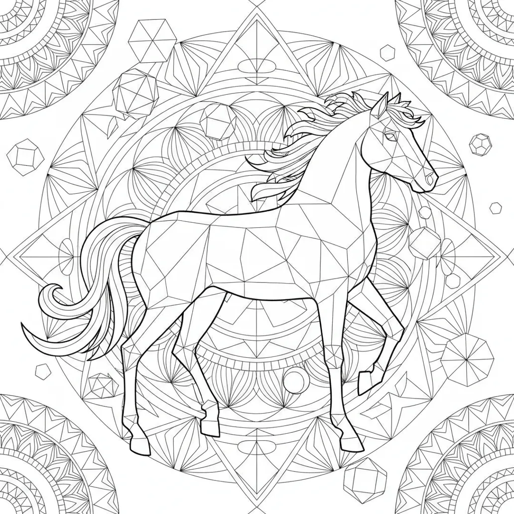 Horse coloring page for seniors - Standard style