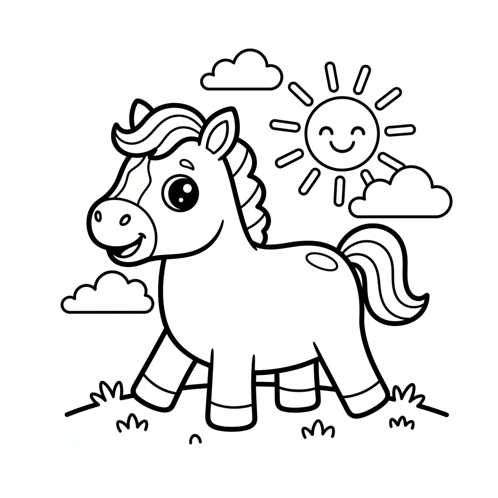 Horse coloring page for toddlers - Standard style