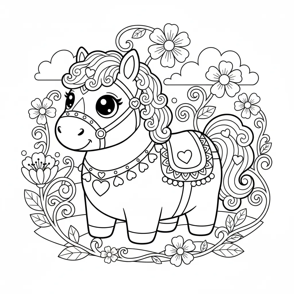 Horse coloring page for women - Standard style