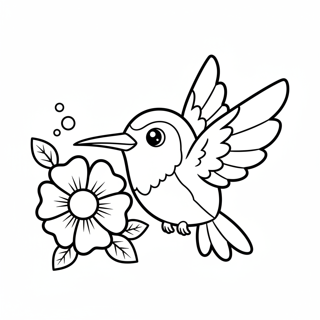 Hummingbird coloring page for preschoolers - Standard style