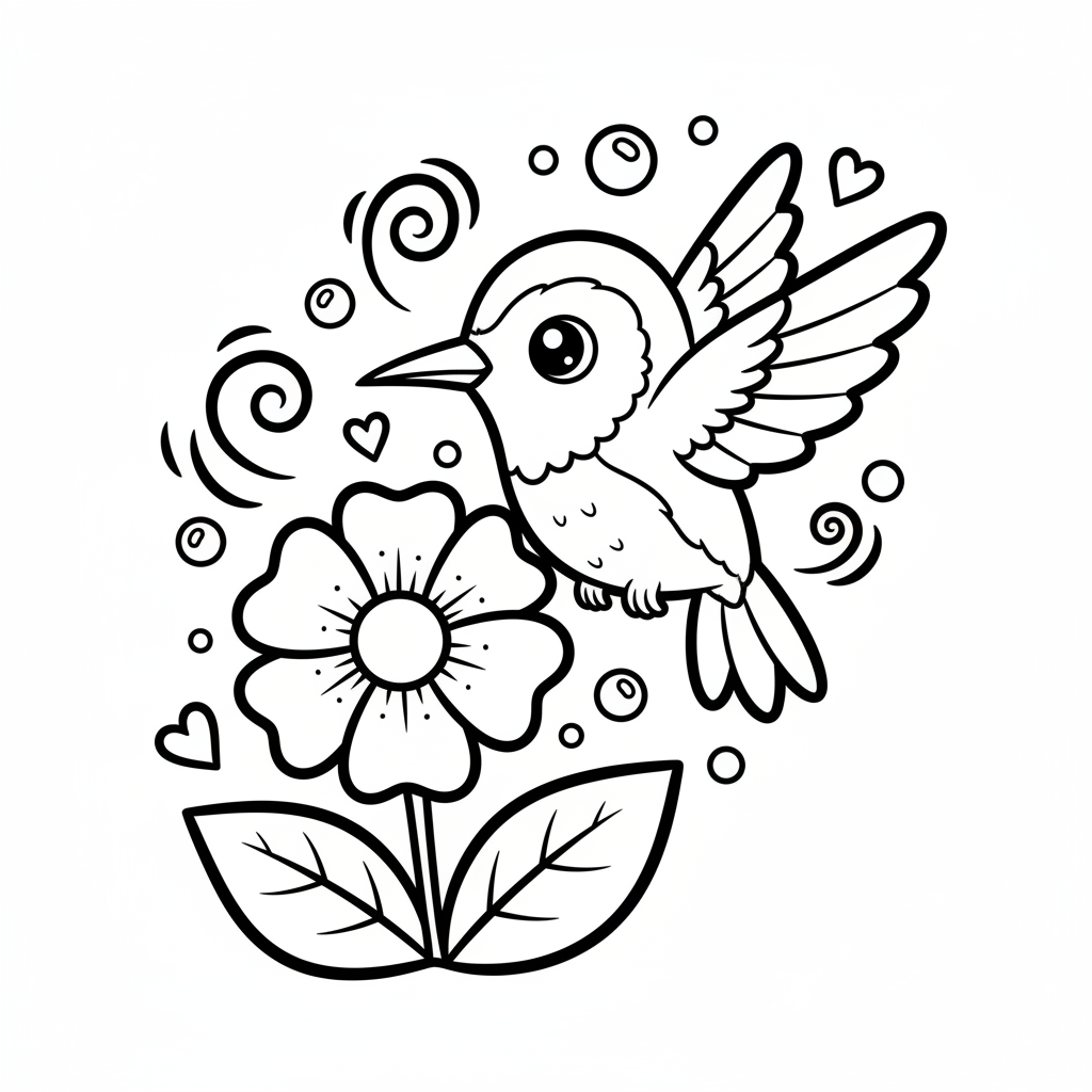 Hummingbird coloring page for teens - Standard style