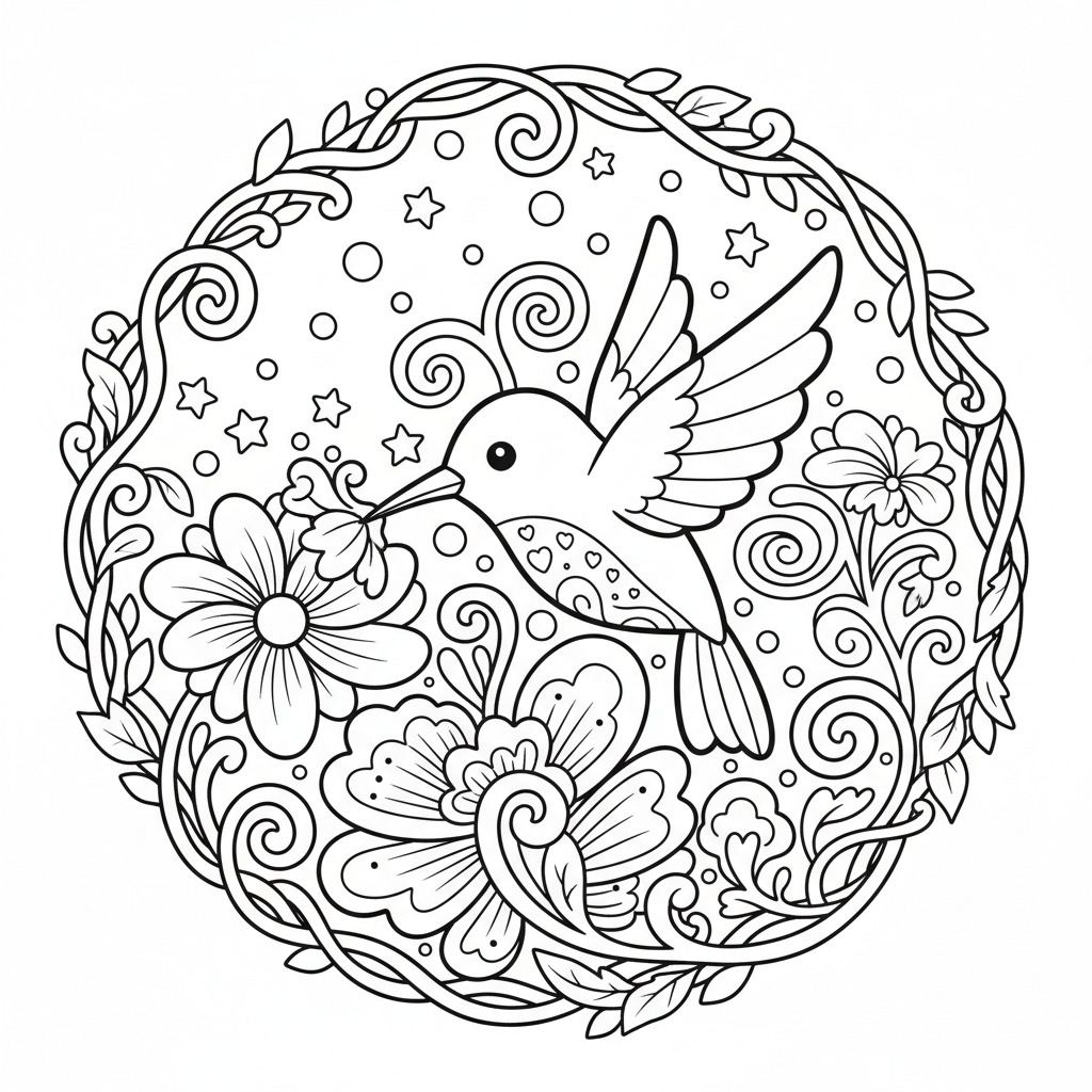 Free printable Hummingbird coloring page for Women. High-quality black and white coloring sheet designed for Women. Perfect for creativity and fun.