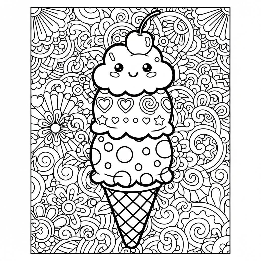 Ice Cream coloring page for adults - Standard style
