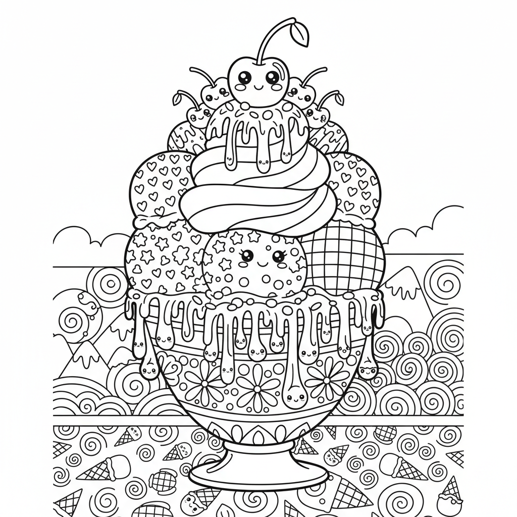 Ice Cream coloring page for experts - Standard style
