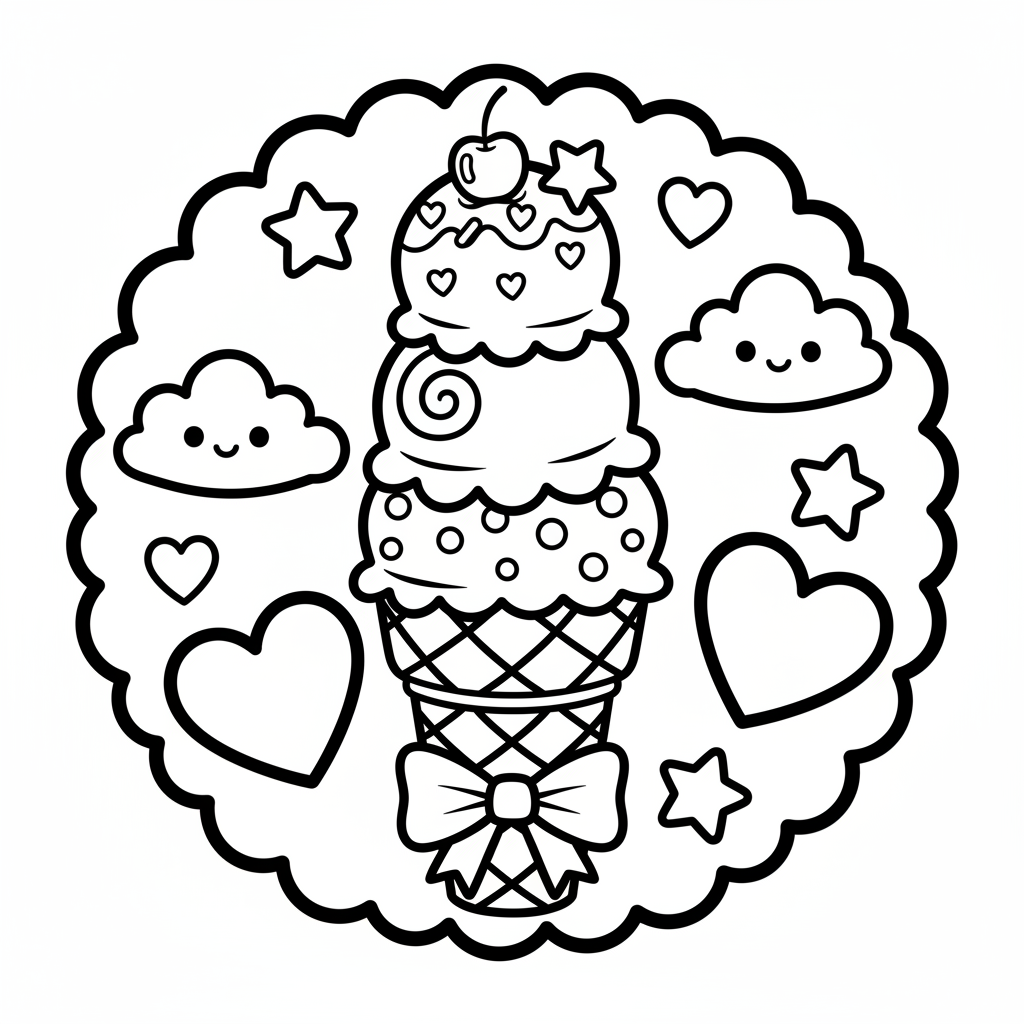Ice Cream coloring page for girls - Standard style