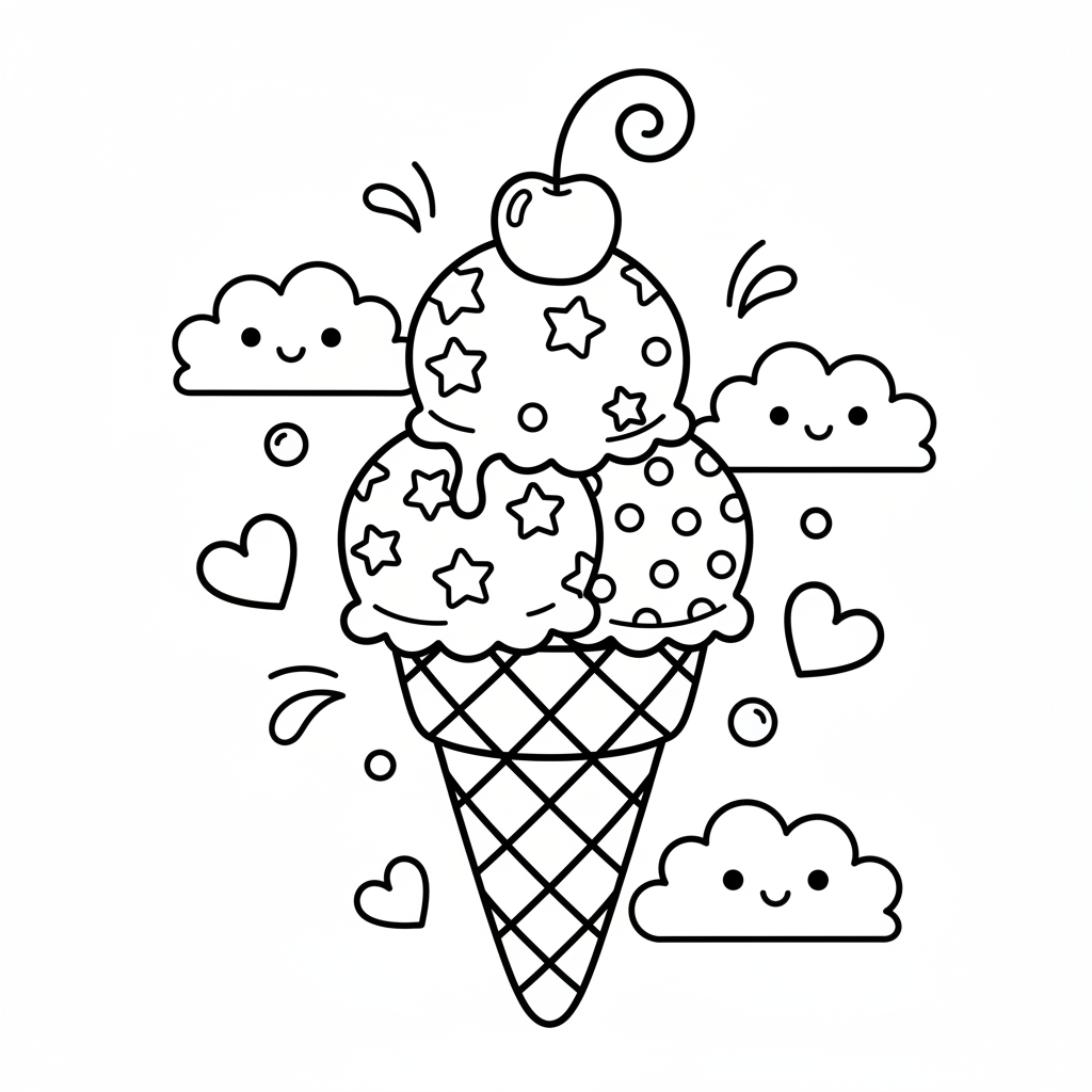 Ice Cream coloring page for intermediates - Standard style