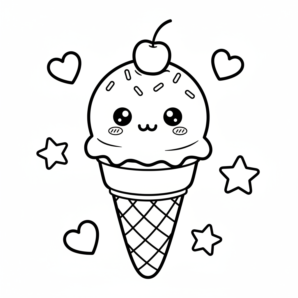 Ice Cream coloring page for kindergarteners - Standard style