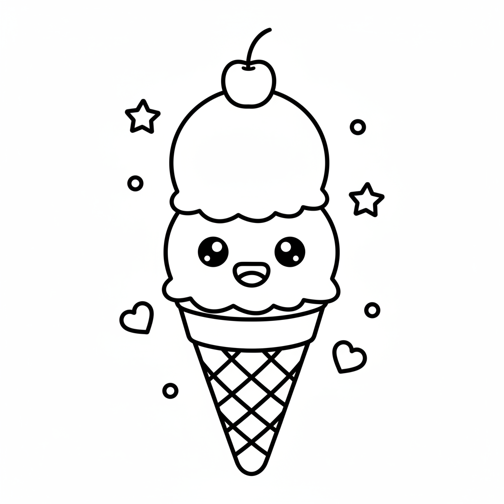 Ice Cream coloring page for preschoolers - Standard style