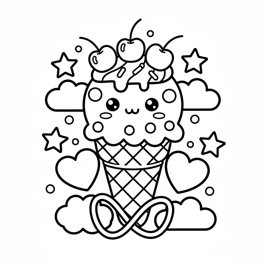 Ice Cream coloring page for seniors - Standard style