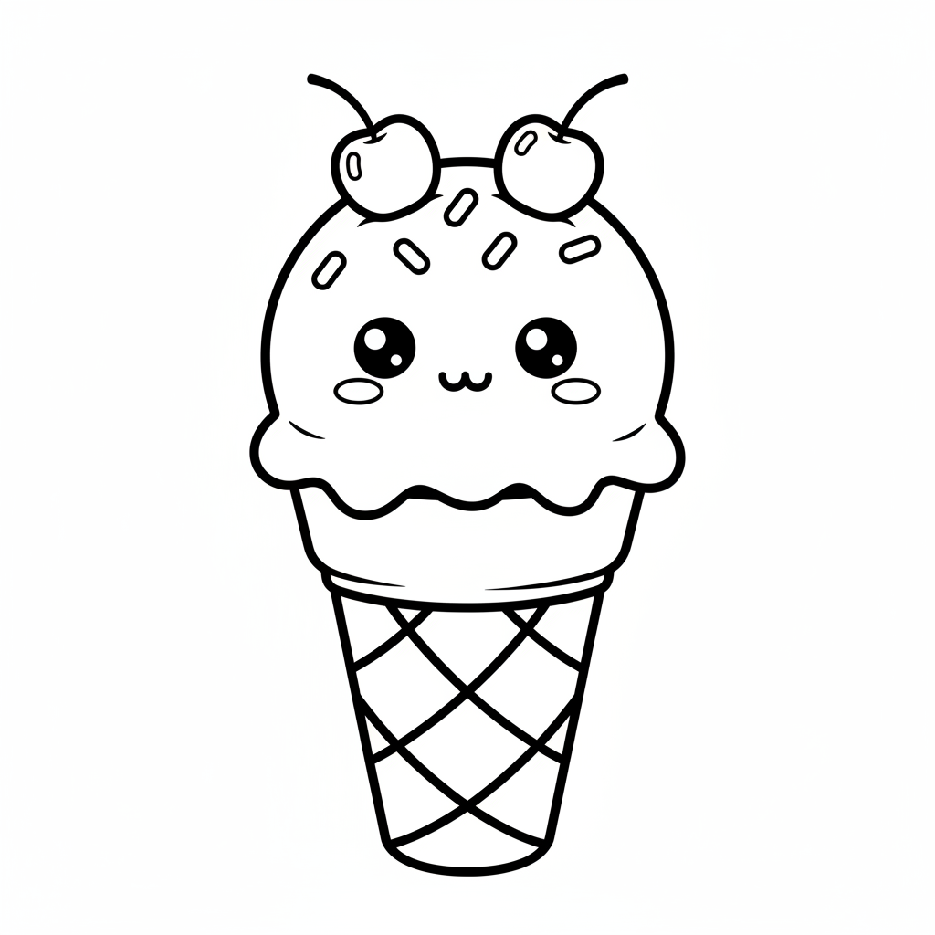 Ice Cream coloring page for toddlers - Standard style