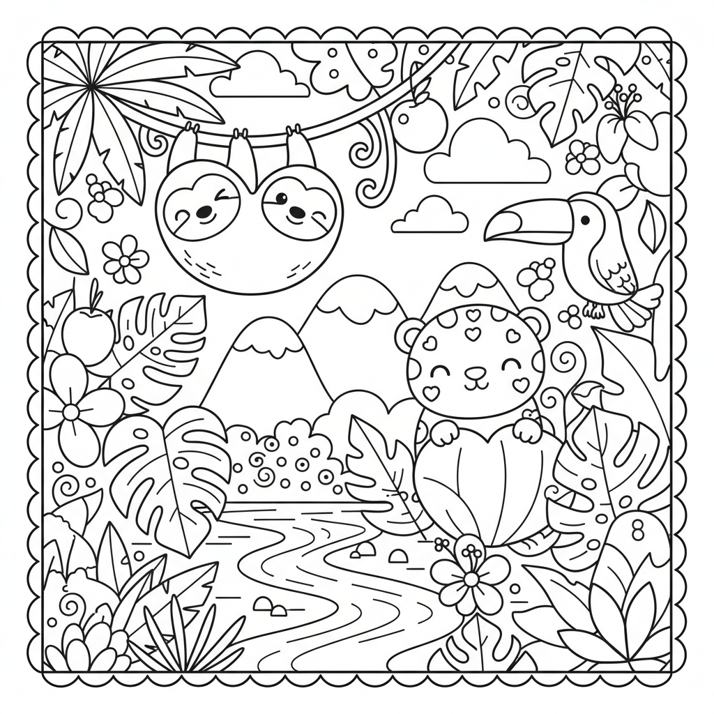 Jungle coloring page for women - Standard style