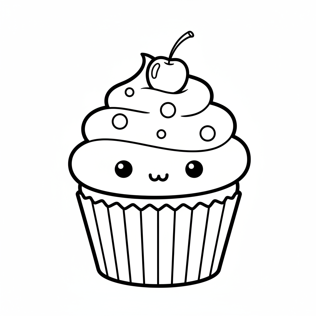 Free printable Cupcake coloring page for Everyone. High-quality black and white coloring sheet designed for Everyone. Perfect for creativity and fun.