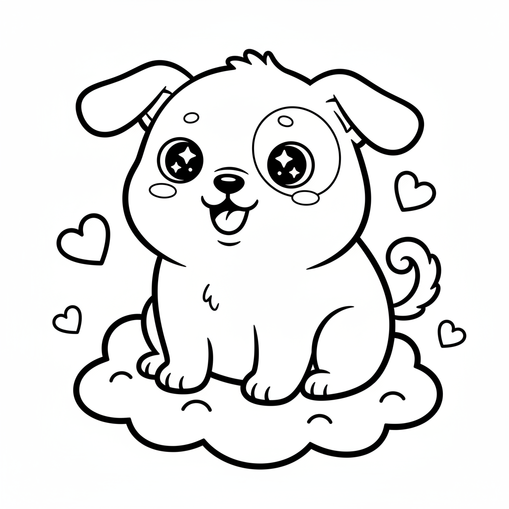 Dog coloring page for everyone - Kawaii style