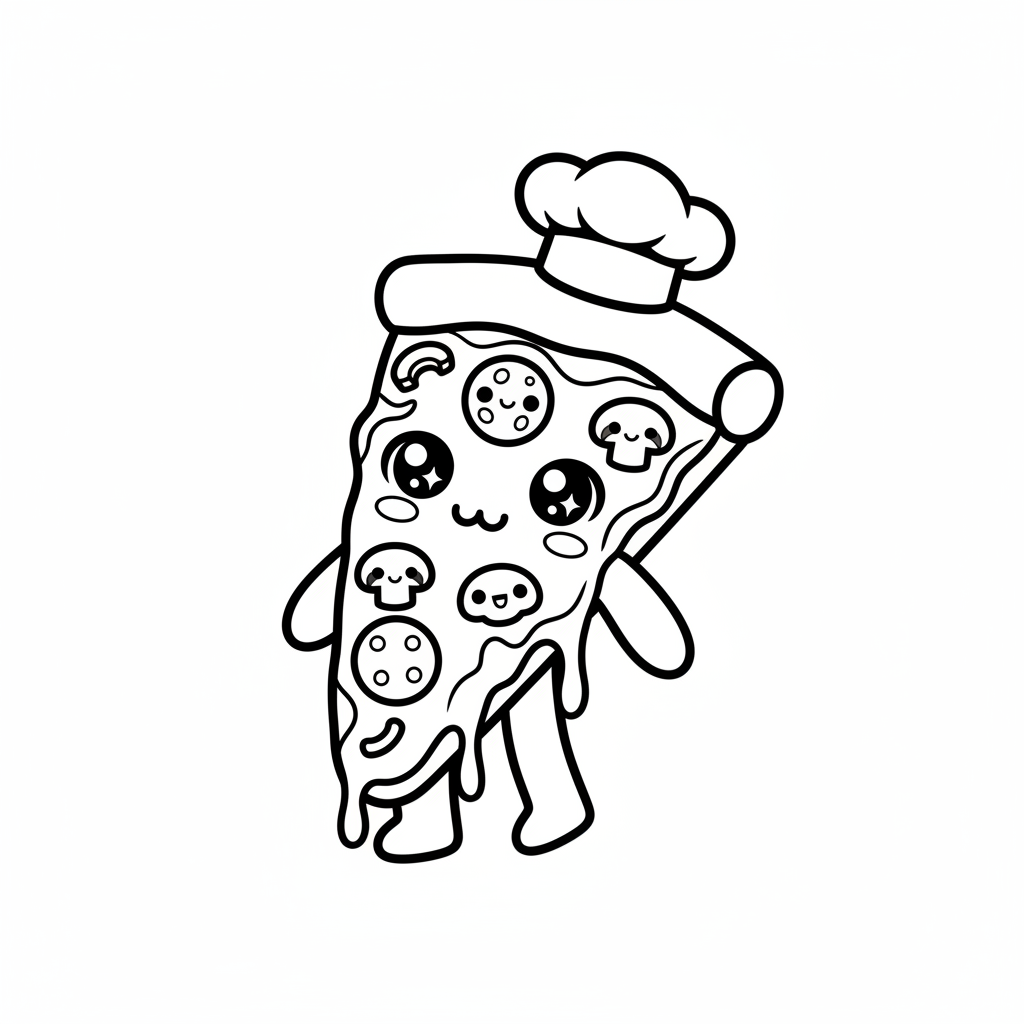 Free printable Pizza coloring page for Everyone. High-quality black and white coloring sheet designed for Everyone. Perfect for creativity and fun.