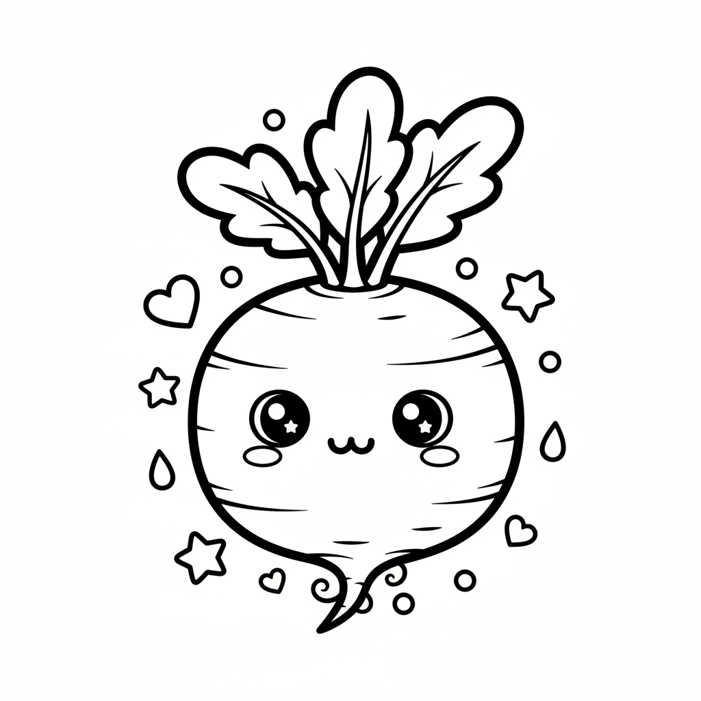 Vegetable coloring page for everyone - Kawaii style